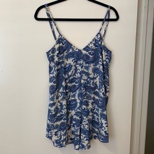 Show Me Your Mumu White & Blue Romper